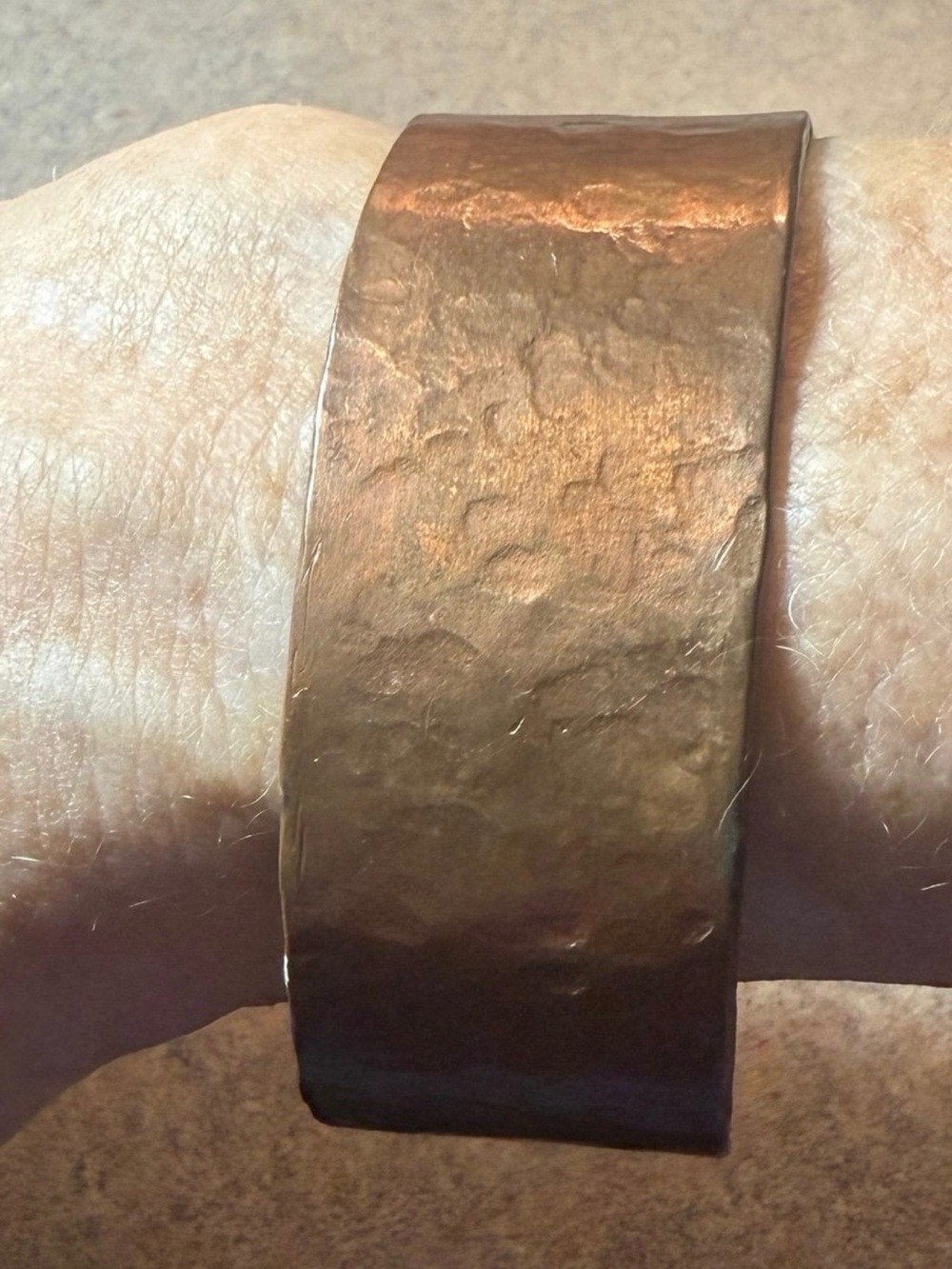 Vintage hammered copper cuff bracelet 1"
diameter Woman’s